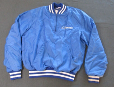 Vtg Holloway Woodinville West All Stars Blue Satin 1/4 Zip Lined Jacket Mens Med