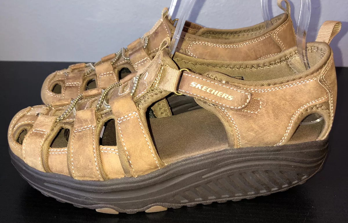 interval Skøn Dalset Skechers Shape Ups Brown Leather Sandals - Women's Size 7 | eBay