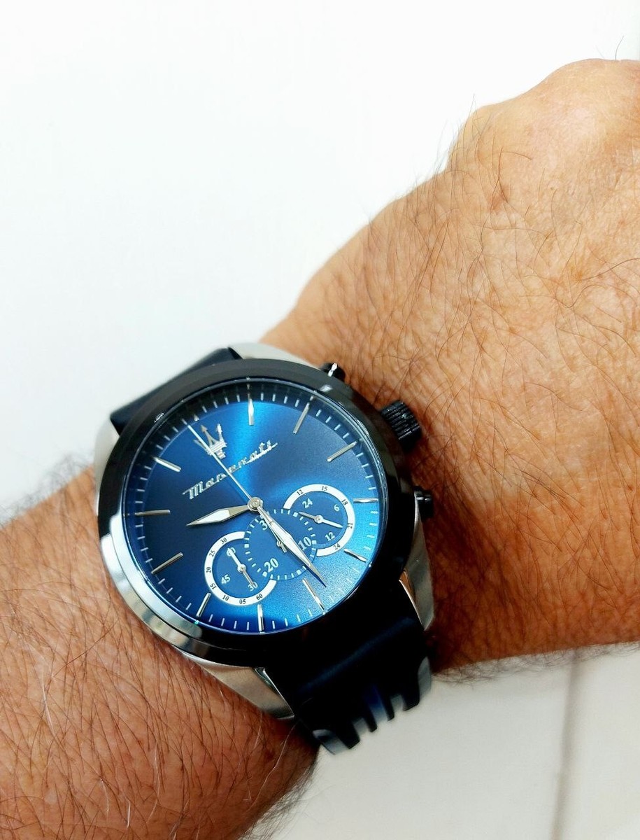 Maserati Traguardo Orologio Da Uomo – Cronografo Quarzo, Cassa In Acciaio 55mm, Quadrante Blu E Cinturino In Pelle Marrone – R8871612024