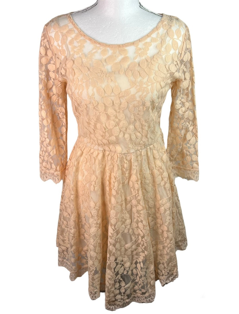 Free People Floral Mesh Lace Peach Lined Long Sleeve High Low Mini Dress Sz S | eBay Free People Floral Mesh Lace Peach Lined Long Sleeve High Low Mini Dress Sz S | eBay