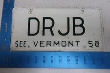 Vermont License Plate Tag 1958 58 VT Vanity DRJB Doctor DR (#1)