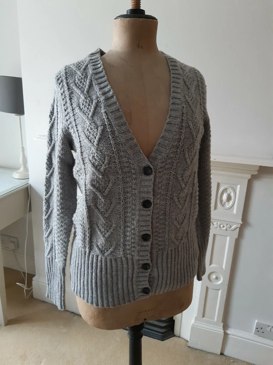 Gap chunky knit light grey cardigan. Women large eBay
