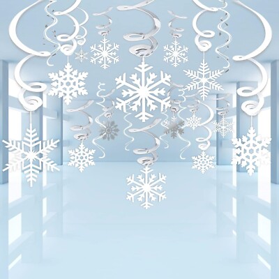 40Ct Christmas Snowflake Hanging Swirl Decorations,Christmas Hanging Ceiling ...