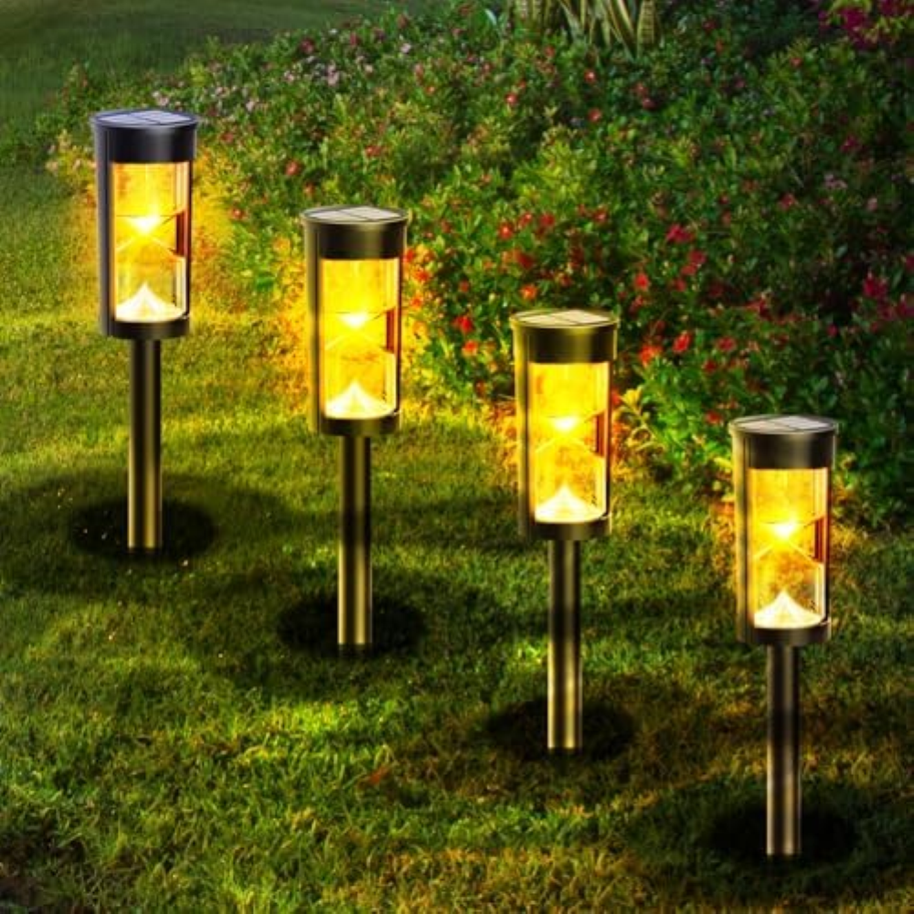 Moman Luci Solari da Giardino, 4 Pcs Lampade Solari da Giardino Potenti con Form