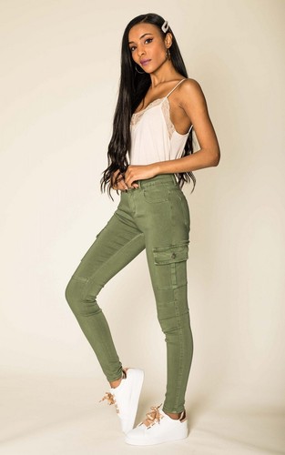 Ladies Cargo Pants Skinny Slim Trousers soft stretch Cotton Jeans UK 6-14 - Picture 34 of 48
