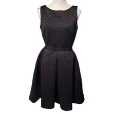 Taylor Women’s Fit & Flare Black Eyelet Sleeveless Dress Size 8