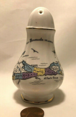 Vintage Paragon Bermuda Island Map Pepper Shaker 5 hole Rare! 1960s England