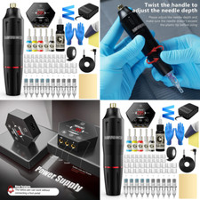 Tattoo Pen Rotary Machine Kit Portable Power Supply Motor Cartridge Needles Set