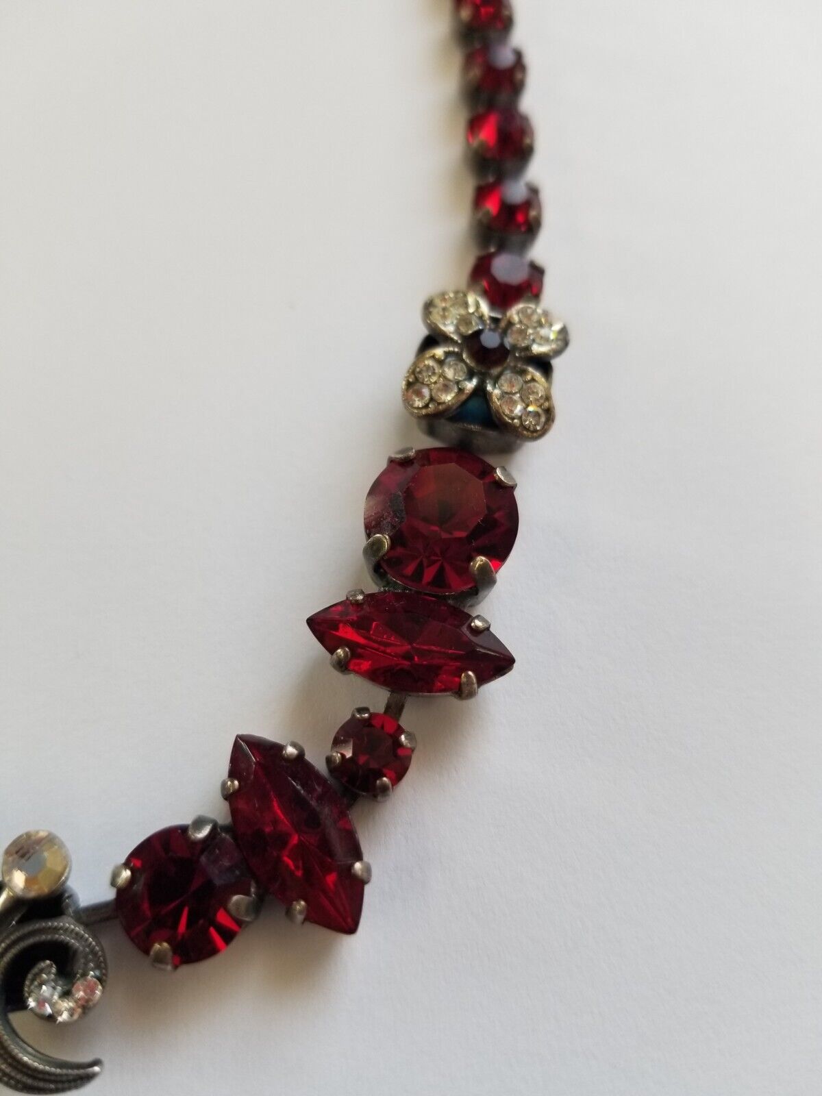 Vintage Mariana Necklace Crystals Ruby Clear 18' … - image 18