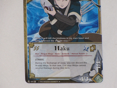 Naruto Haku 444 Collectible Card Game CCG 2002 Rare Anime | eBay
