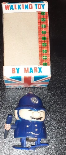 Vintage Marx Toys Mechanical Wind-up Walking Policeman in Box Working
