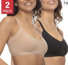 Felina Ladies' Side Smoothing Bra, 2 Pack, Black/Beige, NEW