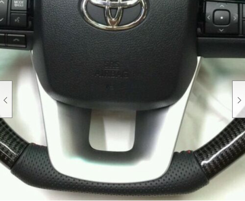 Volante TRD de cuero de carbono negro para Toyota Hilux Revo Fortuner 2015-2018 - Imagen 6 de 7