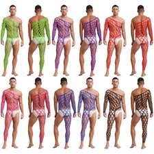 Mens Bodysuit One Piece Lingerie And Leg Jumpsuit Nightclub Nightwear Stretchy