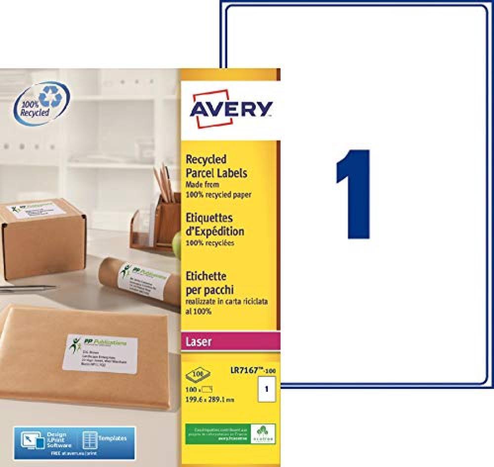 (TG. 100 Stück, 199 x 298,1 mm) Avery Addressing Labels Laser Recycled 1 per Sh