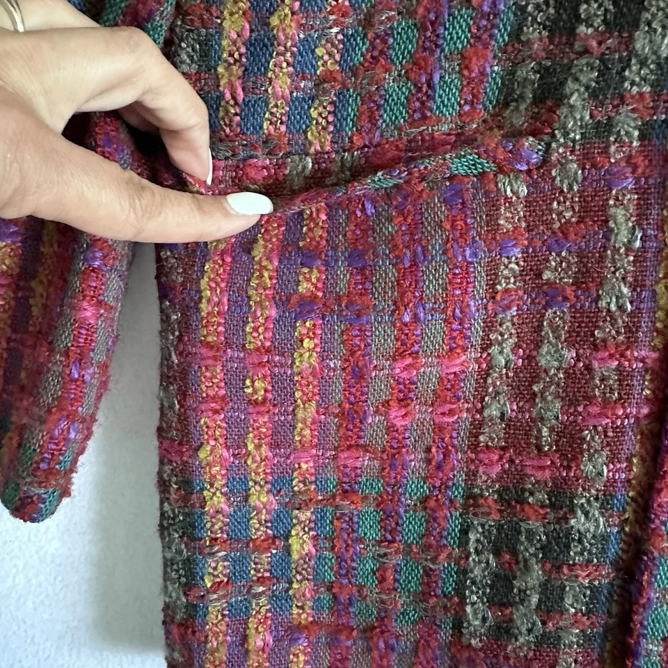 VTG Womens Blazer 6 Plaid Wool Blend Maroon Tweed Button 90s USA VP Collections - Image 3 of 4