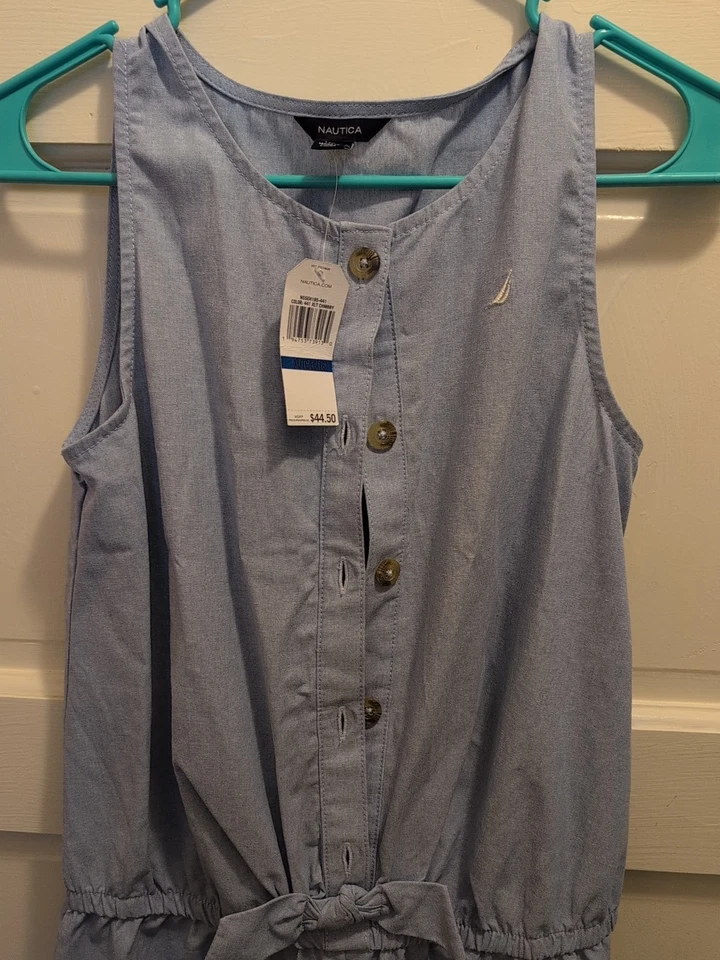 Girls Nautica Long Pant Suit Jumper Size 16 XL Blue Sleeveless Dress Pant Suit - Image 2 of 4