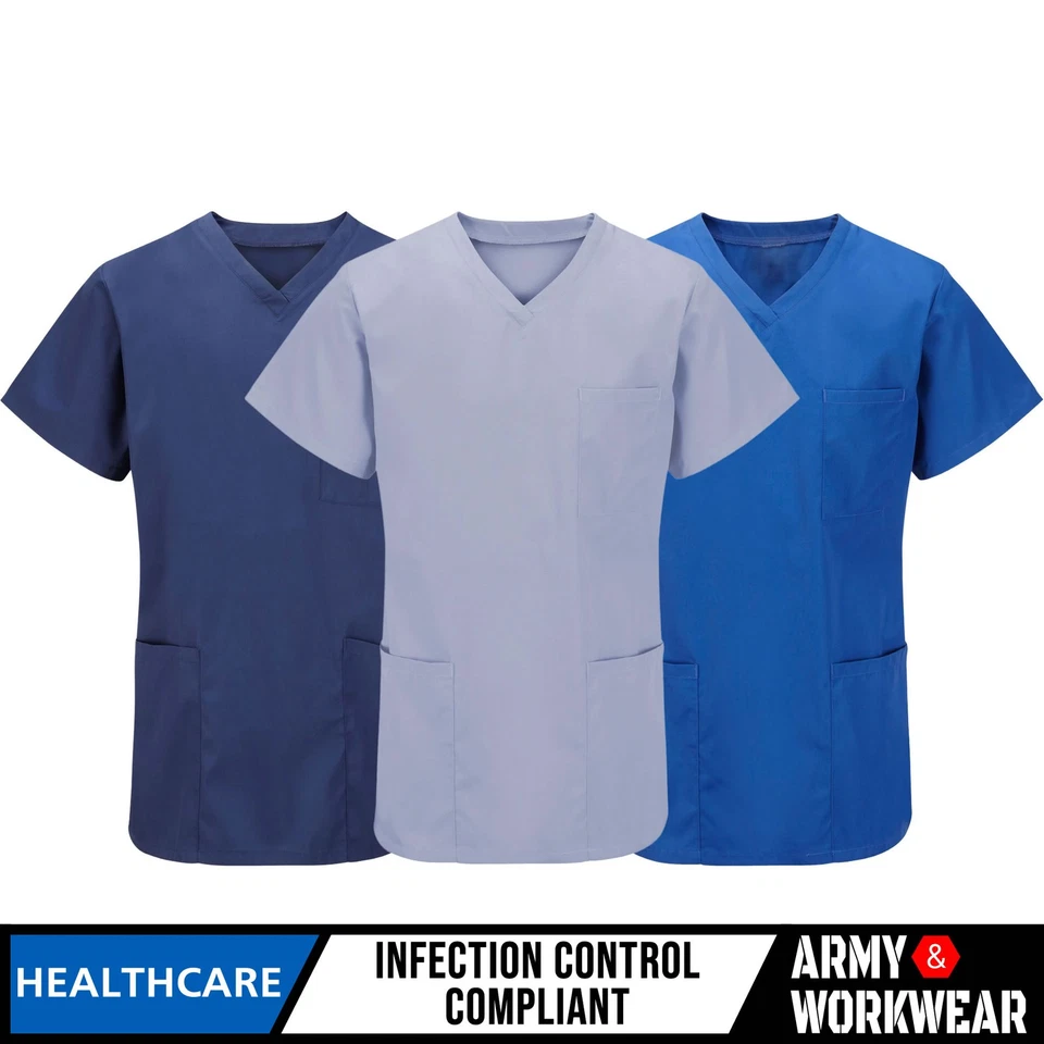 TULIP Medical Scrub Uniform Top Mens ladies Tunic Nurse Hospital Work Healthcare Tops