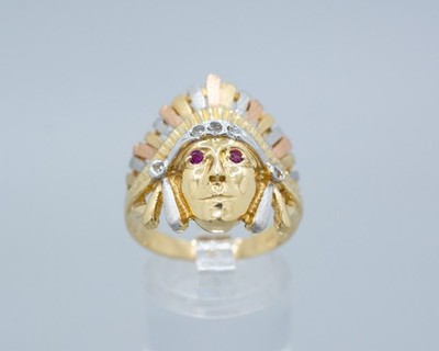 (MA5) 14K 2 Ton Gold Indianer Diamant Ring 0,05 ctw 8,5 Gramm Größe 9,5