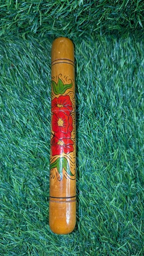 vintage hand painted wooden knitting needle case traditional Dutch Floral Flower