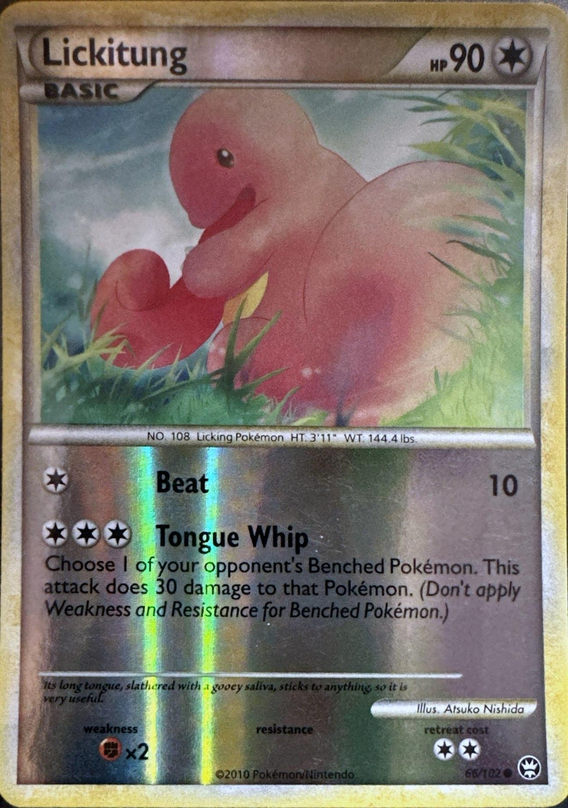 Lickitung 66/102 Common HGSS Triumphant Reverse Holo Lightly Played
