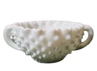 Milk Glass Hobnail Double Handled White Bowl 5" Fenton Style