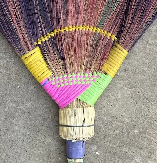 Eco-Friendly Multi-Color Grass Broom Handmade Natural Wood Handle Sweeping Brush - Image 4 of 4