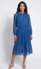 NSR  Polka Dot Sheer Flounce Cottage Midi Dress   Sz M  **1356