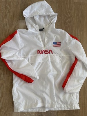 Chemistry White/Red NASA Hooded Anorak Jacket 1/4 Zip Men's XL Regular Fit