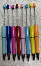 Beadable Pens Beadable Pens Bulk Colored Plastic Black Ink Beaded Pens 8 PCS