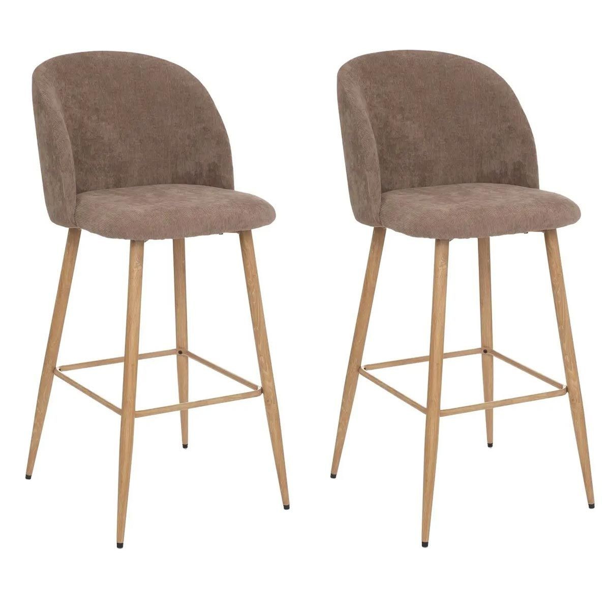 Lot de 2 chaises de bar Céleste 106 cm taupe pour îlot de cuisine
