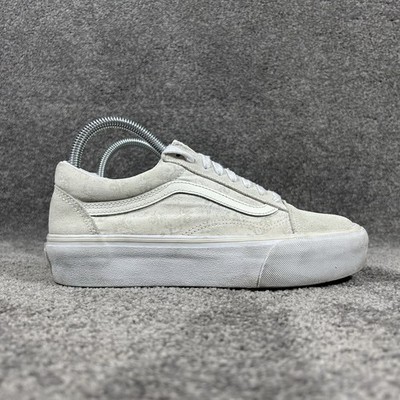 Vans OTW Old Skool Women s Size 8 White Floral Canvas Suede Platform Shoes Used