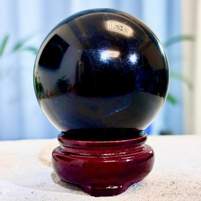 380G Natural Black Rose Fluorite Sphere Fluorescent Glow Under UV