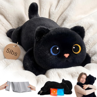 Gewichteter Teddy schwarze Katze Plüschtiere mit mikrowellengeeignetem Heizkissen - 5