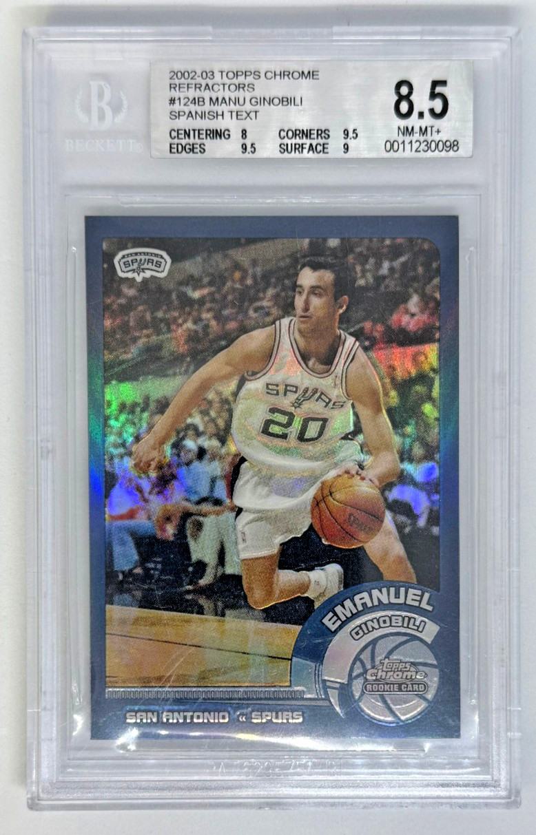 2002-03 Topps Chrome Refractor Manu Ginobili Spanish Rookie - BGS 8.5