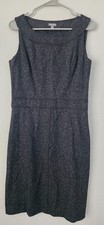 Ann Taylor Sheath Dress Women's 8 Black Tweed  Wool Sleeveless Career Workwear
