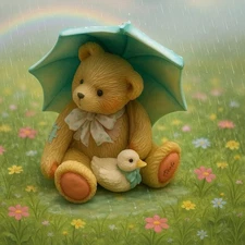 Cherished Teddies Alan April Figurine 1993 – Birth Month Bear with Duck