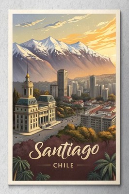 Fesselndes Santiago Chile Vintage Reise Poster - Andengipfel Kunstdruck A1-A4