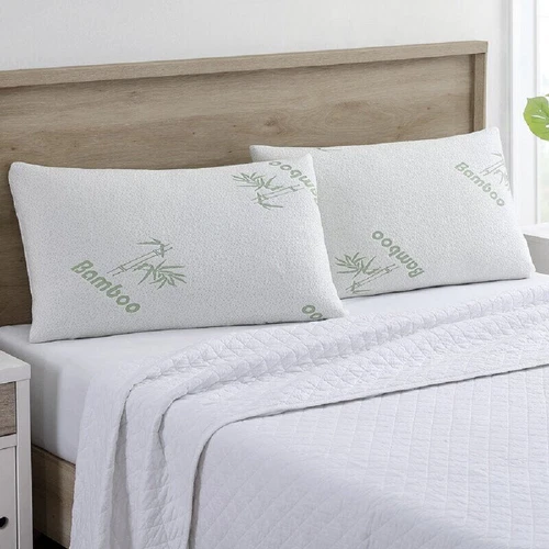J&V Textiles Bamboo Memory Foam Pillows (1- or 2-Pack) White Size Queen - Picture 1 of 6