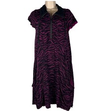 Kensie Dress Women's Small Knee Length Sleeveless 1/4 Zip Shift Drape Pockets