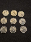 9 Vintage 1943 D Steel Wheat Pennies.  Uncirculated