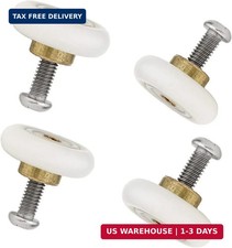 Set of 4 Dia 19mm Stainless Steel Shower Door Wheels Rollers Runners, White, 19m
