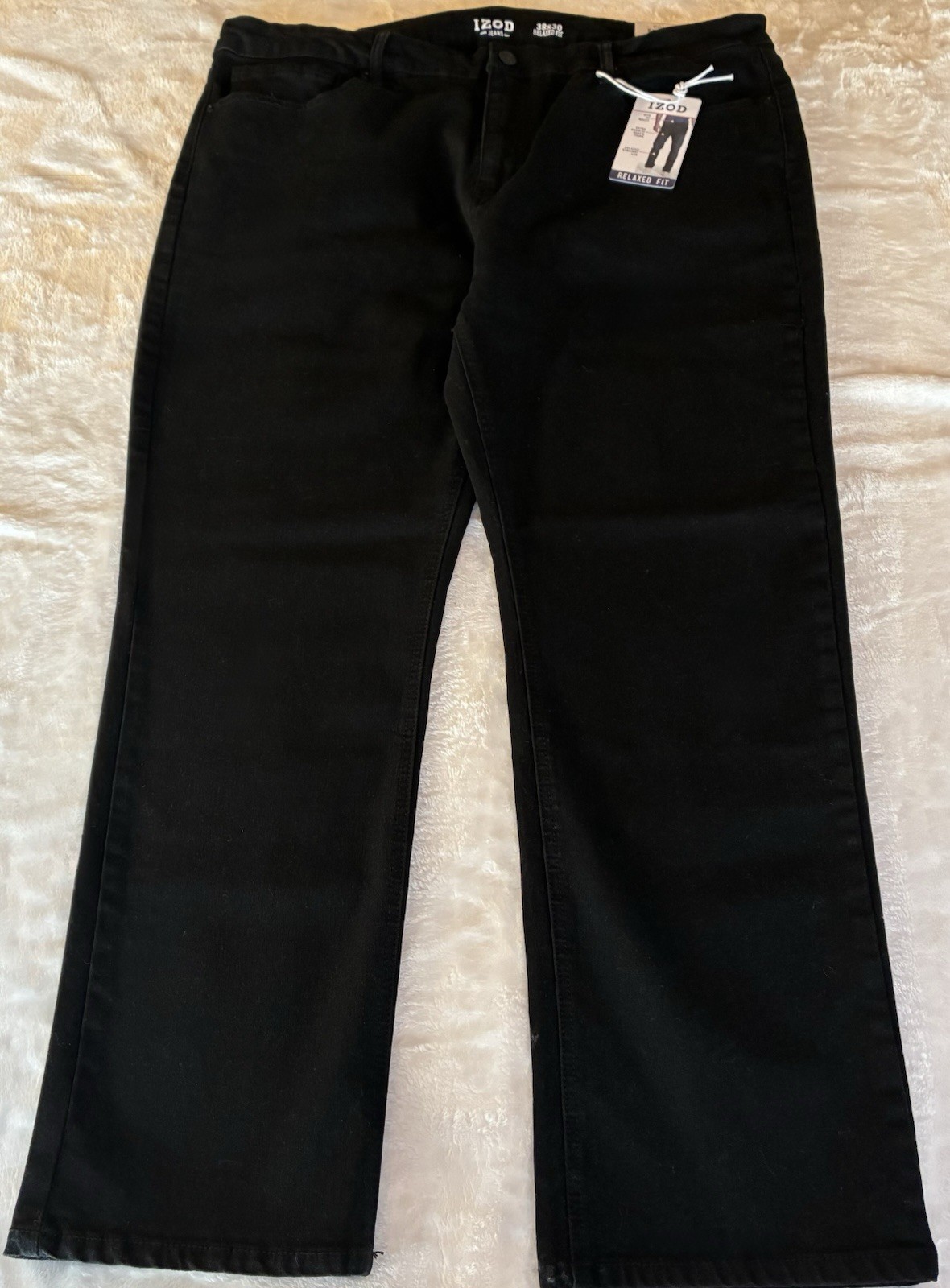 IZOD Black Rinse Denim Relaxed Fit Stretch Sportflex Straigh