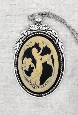 Demeter (Ceres) Goddess of the Harvest Cameo - Ivory on Black -40x30mm- SKU 0008