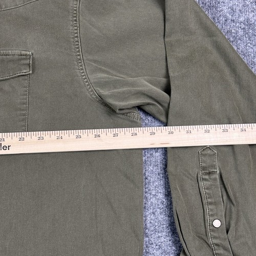 Poncho Camicia Denim Uomo XXL Regolare Sbiadito Verde Hidalgo Perla Snap Manica Lunga - Foto 8 di 10
