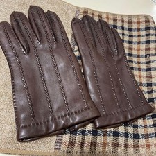 Italian Leather Gloves Retro Design Wool Lined Unisex Used