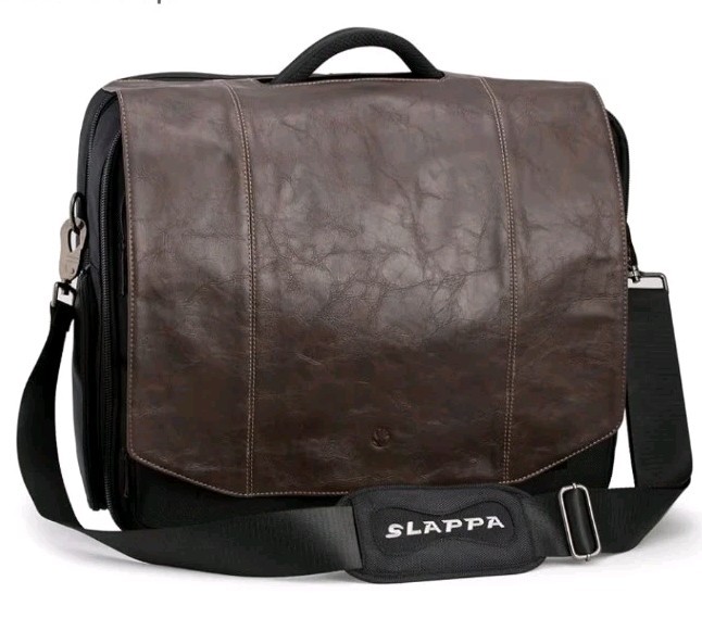 Slappa Kiken 17-inch Laptop Bag Brown Faux Leather Still In 