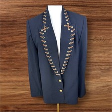 CRISCIONE New York collab w Cache Black Blazer Brown Suede trim Vintage SZ Med