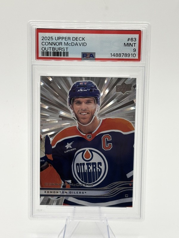 PSA 9 Upper Deck 2025-26 Series 1 Outburst Connor McDavid Oilers #63 SP Silver