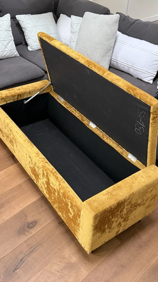 Swank Yellow velvet Ottoman With Storage - Image 2 of 4